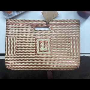 Vintage straw woven clutch